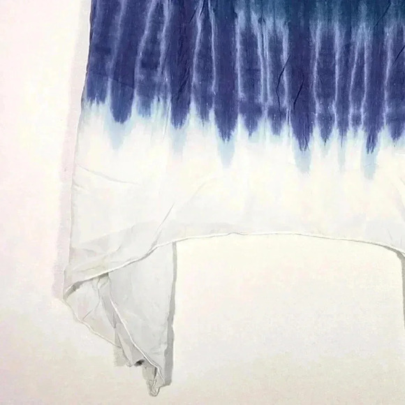 Hodges Collection Women's Navy White Dip Dress L Tie Dye Made in LA D242 NWT - Picture 5 of 15